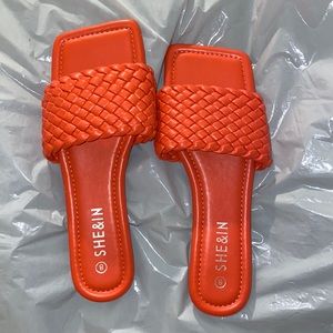 Orange Braided Sandals